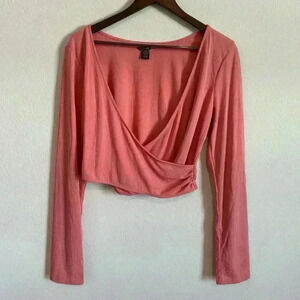 Victoria’s Secret Pink Ribbed Criss Cross Crop Top - Size XL